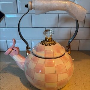 MacKenzie-Childs Rosy Check Whistling Tea Kettle